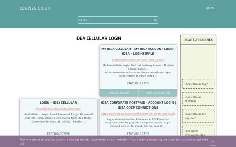 idea cellular login - General Information about Login