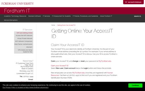 Getting Online: Your AccessIT ID | Fordham