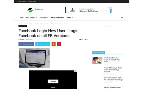 Facebook Login New User | Login Facebook on all FB Versions