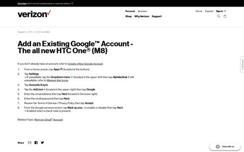 Add an Existing Google Account - The all new HTC One (M8 ...