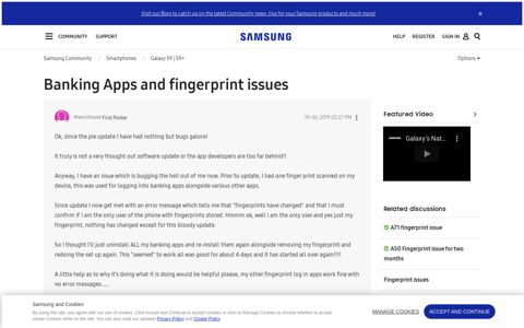 Banking Apps and fingerprint issues - Samsung Community
