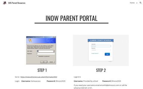 EMS Parent Resources - iNow Parent Portal - Google Sites
