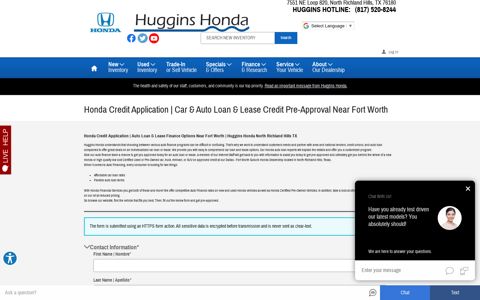 Honda Finance Application | Car & Auto Loan Credit Pre ...