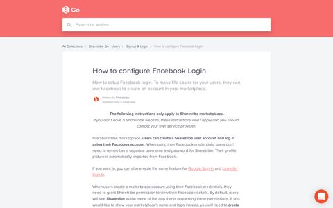 How to configure Facebook Login | Sharetribe Go Help Center
