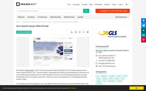 GLS startet neues Web-Portal, General Logistics Systems ...