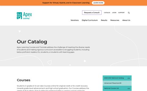 Courses Catalog | Apex Learning