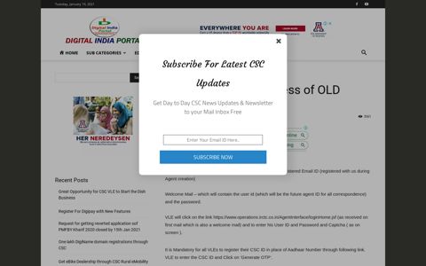 Activation/Login Process of OLD IRCTC Agents - CSC