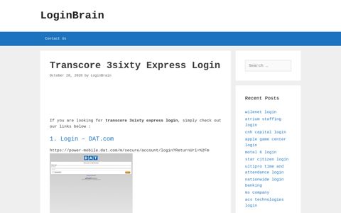 Transcore 3Sixty Express - Login - Dat.Com - LoginBrain