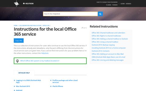 Instructions for the local Office 365 service - University of ...