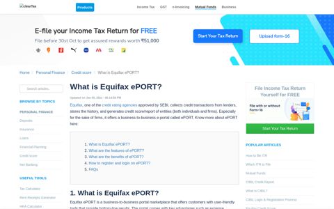 What is Equifax ePORT? - Features,Benefits & How to register ...