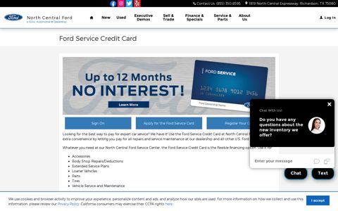 Ford Service Credit Card | Ford Dealer in Richardson | Dallas TX