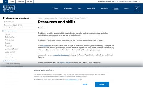 Resources and skills - Heriot-Watt University