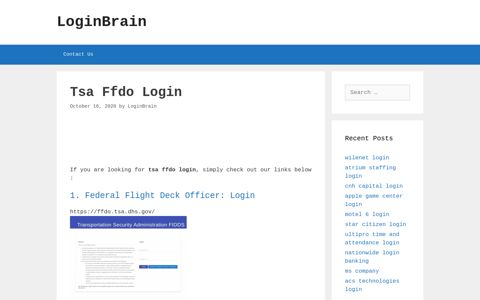 Tsa Ffdo - Federal Flight Deck Officer: Login - LoginBrain