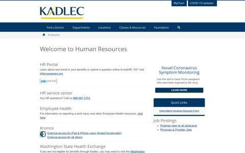 Welcome to Human Resources | Kadlec