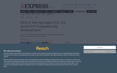 FIFA 21 Web App login LIVE, EA Sports FUT Companion App ...