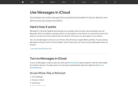 Use Messages in iCloud - Apple Support
