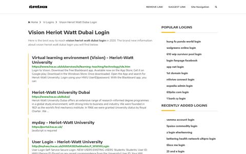 Vision Heriot Watt Dubai Login ❤️ One Click Access - iLoveLogin