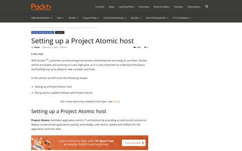 Setting up a Project Atomic host | Packt Hub