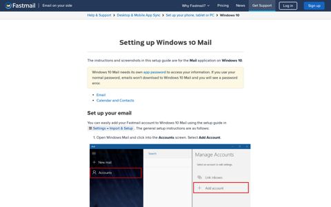 Setting up Windows 10 Mail | Fastmail