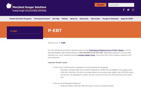 P-EBT – Maryland Hunger Solutions