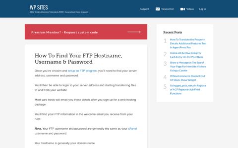 How To Find Your FTP Hostname, Username ... - wp sites