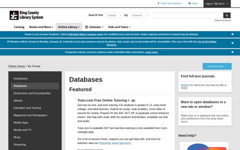 Databases | Online Library | King County Library System