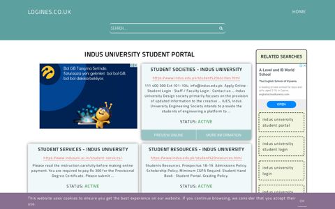 indus university student portal - General Information about Login