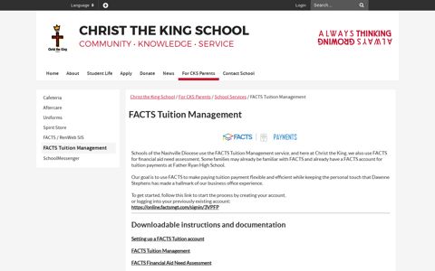 FACTS Tuition Management - Christ the King School