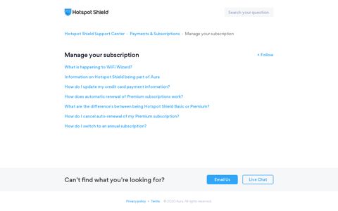 Manage your subscription – Hotspot Shield Support Center