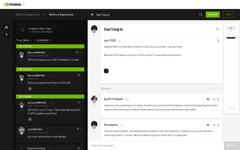 Can't log in | NVIDIA GeForce Forums