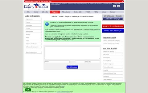 Learn4Good Jobsite Contact Page for Employers,Jobseekers