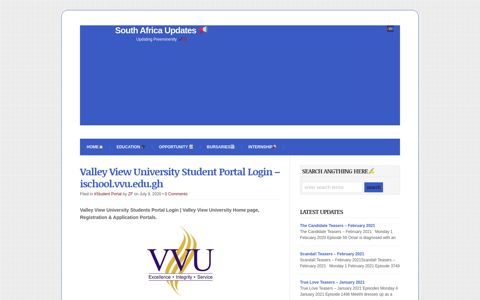 Valley View University Student Portal Login - ischool.vvu.edu.gh