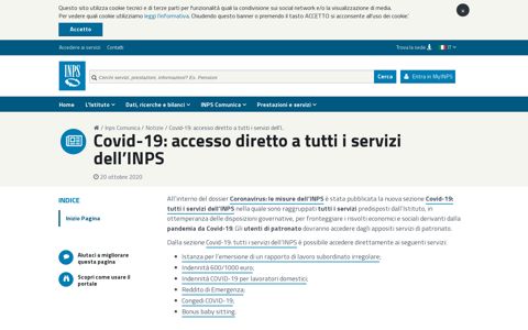 Covid-19: accesso diretto a tutti i servizi dell'INPS