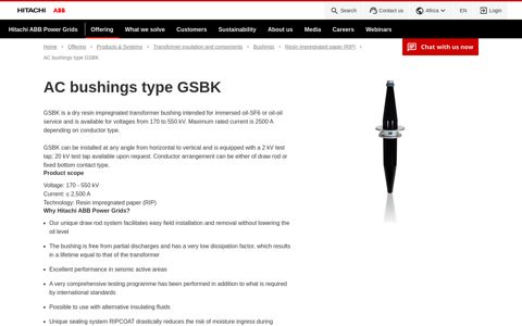 AC bushings type GSBK - Hitachi ABB Power Grids