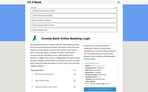 Grundy Bank Online Banking Login - CC Bank