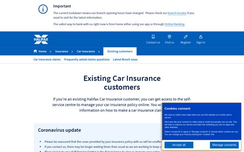Existing Customers | Car Insurance | Halifax