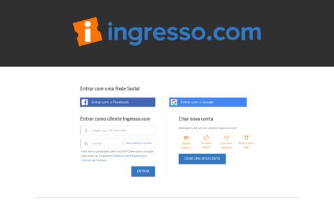 Entrar como cliente Ingresso.com