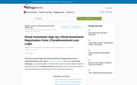 Floral Investment Sign Up | FloralInvestment.com Login