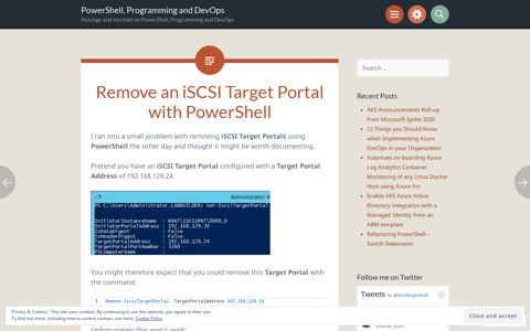 Remove an iSCSI Target Portal with PowerShell – PowerShell ...