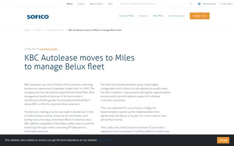 KBC Autolease moves to Miles to manage Belux fleet - Sofico