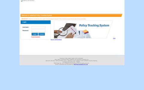 IndiaFirst Policy Tracking System - IndiaFirst Life Insurance