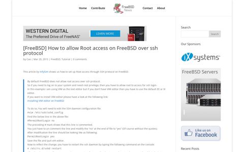 [FreeBSD] How to allow Root access on FreeBSD over ssh ...
