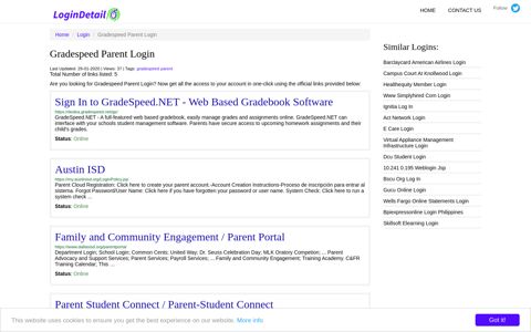 Gradespeed Parent Login Sign In to GradeSpeed.NET - Web ...