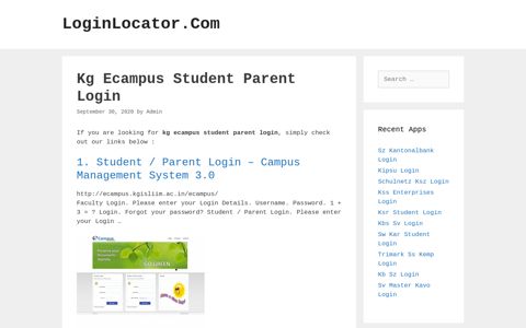 Kg Ecampus Student Parent Login - LoginLocator.Com