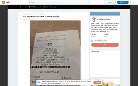 Wifi Password/Code KFC is at the receipt : mildlyinteresting