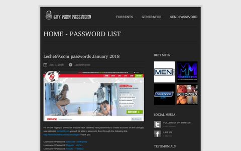 Leche69.com Passwords List - Gay Porn Password