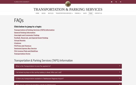 FAQs | Transportation & Parking Services - FSU | Transportation