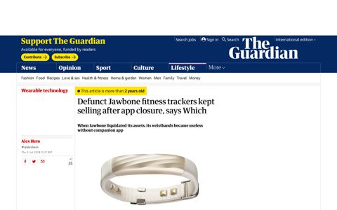 Defunct Jawbone fitness trackers kept selling after app closure ...
