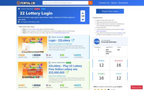 22 Lottery Login - Portal Homepage