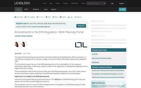 Amendments to the EPA Regulation- NSW Planning Portal ...